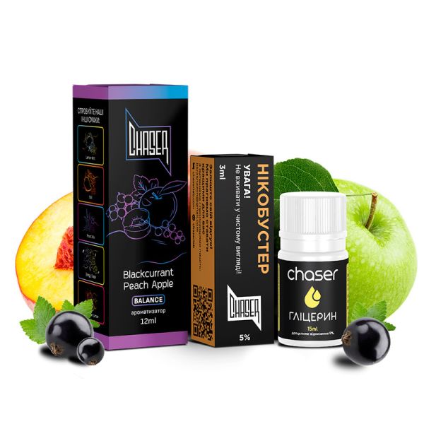 Набір Chaser Black Blackcurrant Peach Apple  30 мл 50 мг